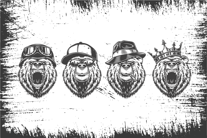 Originální prostírání s elegantními portréty medvědů - TenStickers