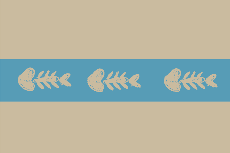 Hnědé a modré rybí kostry vinylové prostírání - TenStickers