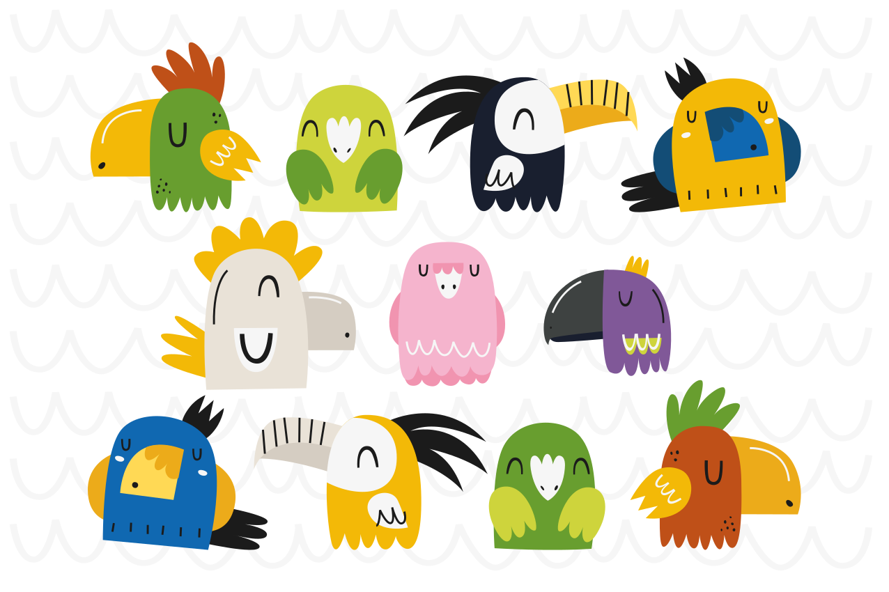 Dětské prostírání s barevnými ptáčími hlavami - TenStickers