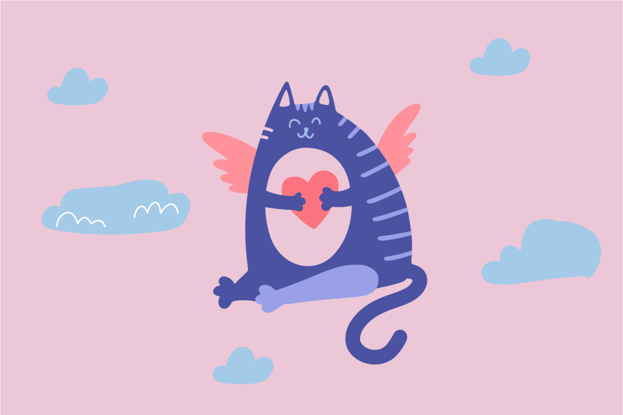 Dětské prostírání s létajícím kočkou a srdcem - TenStickers