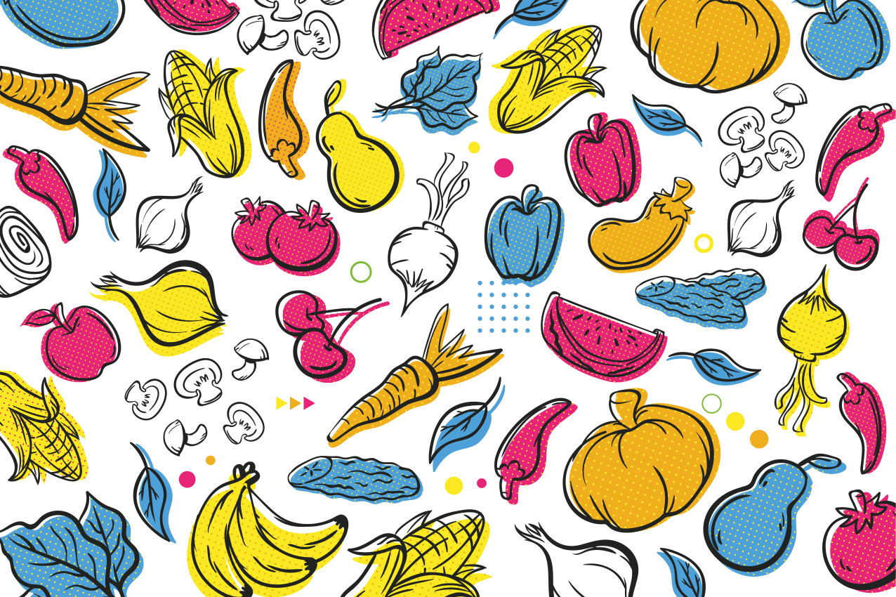 Originální prostírání s barevnými vzory zeleniny - TenStickers
