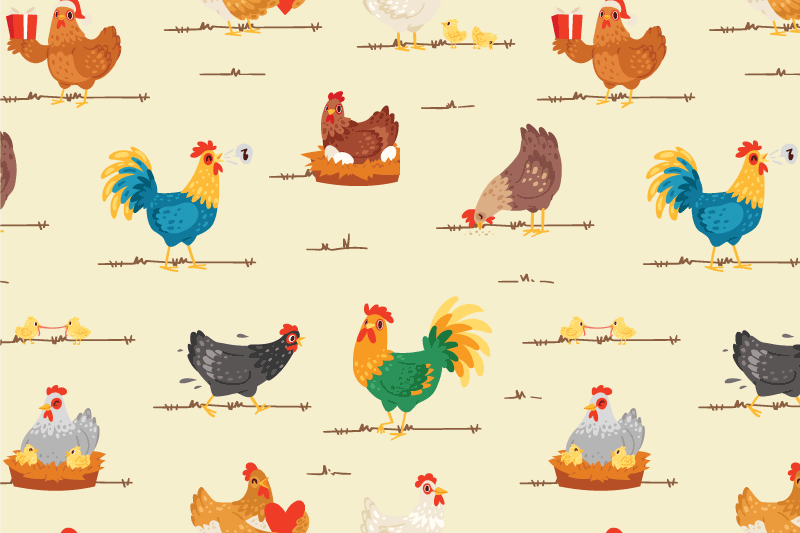 Dětské prostírání s barevnými vzory slepiček - TenStickers
