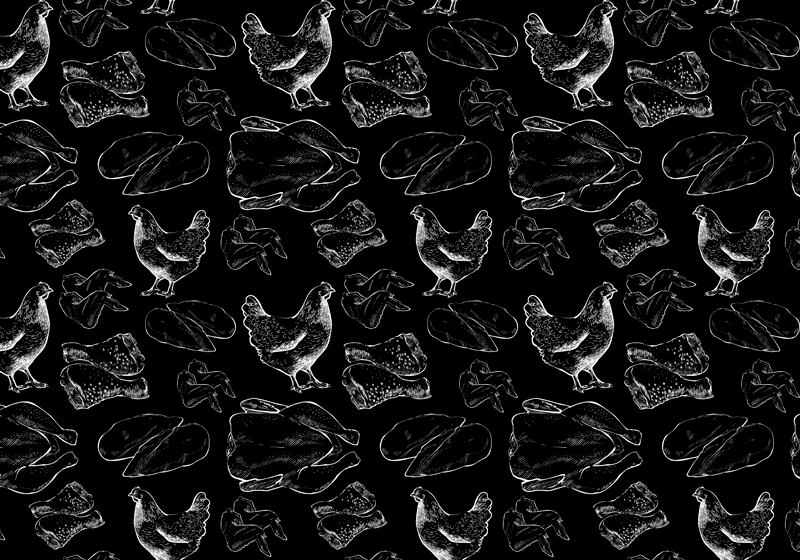 černé a bílé smažené kuřecí originální prostírání - TenStickers