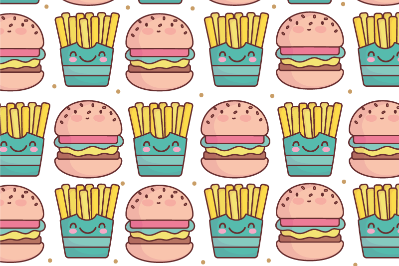 Hranolky a hamburger moderní prostírání - TenStickers