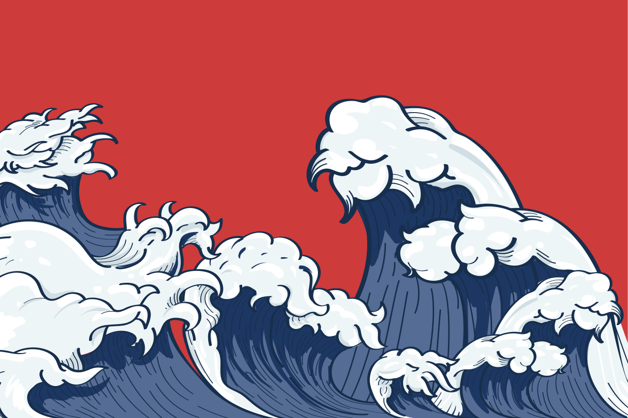Japonsko vlna ilustrace obdélníkové prostírání - TenStickers