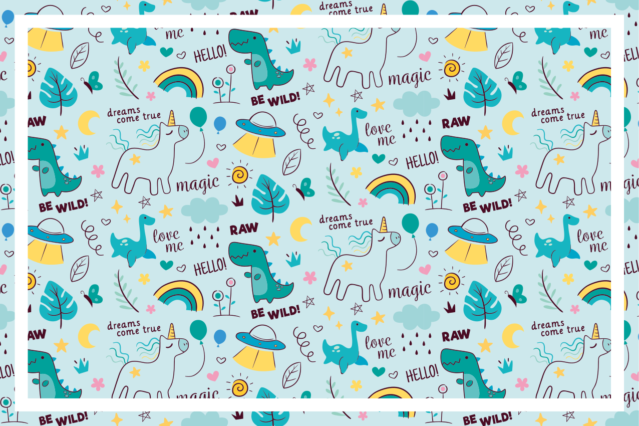 Dětské prostírání barevná dino fantazie - TenStickers