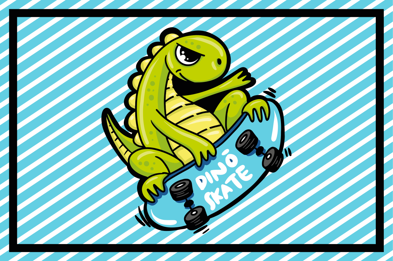 Dětské prostírání dino skateboardové dobrodružství - TenStickers
