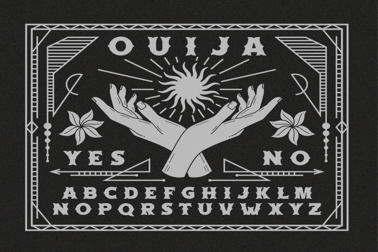 černá a bílá ouija deska originální prostírání - TenStickers