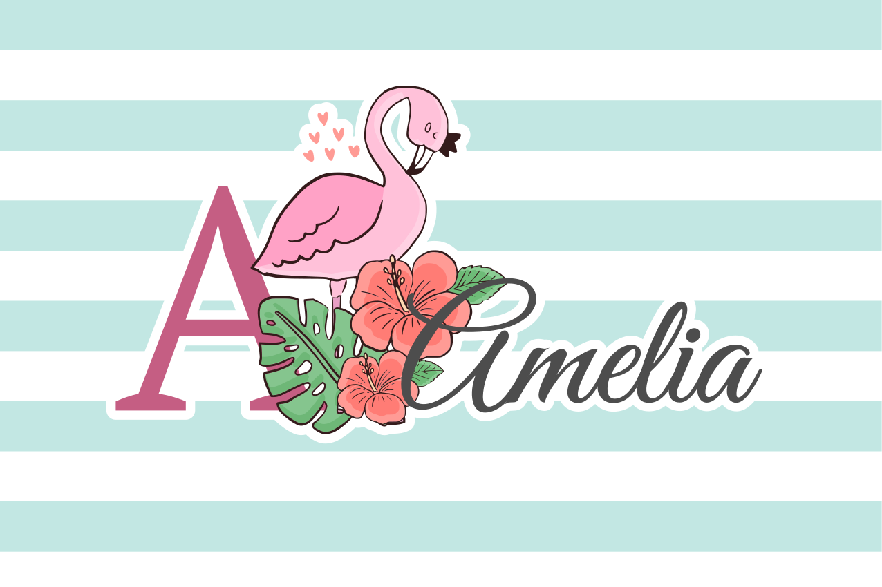 Dětské prostírání plameňák monogram amelia - TenStickers