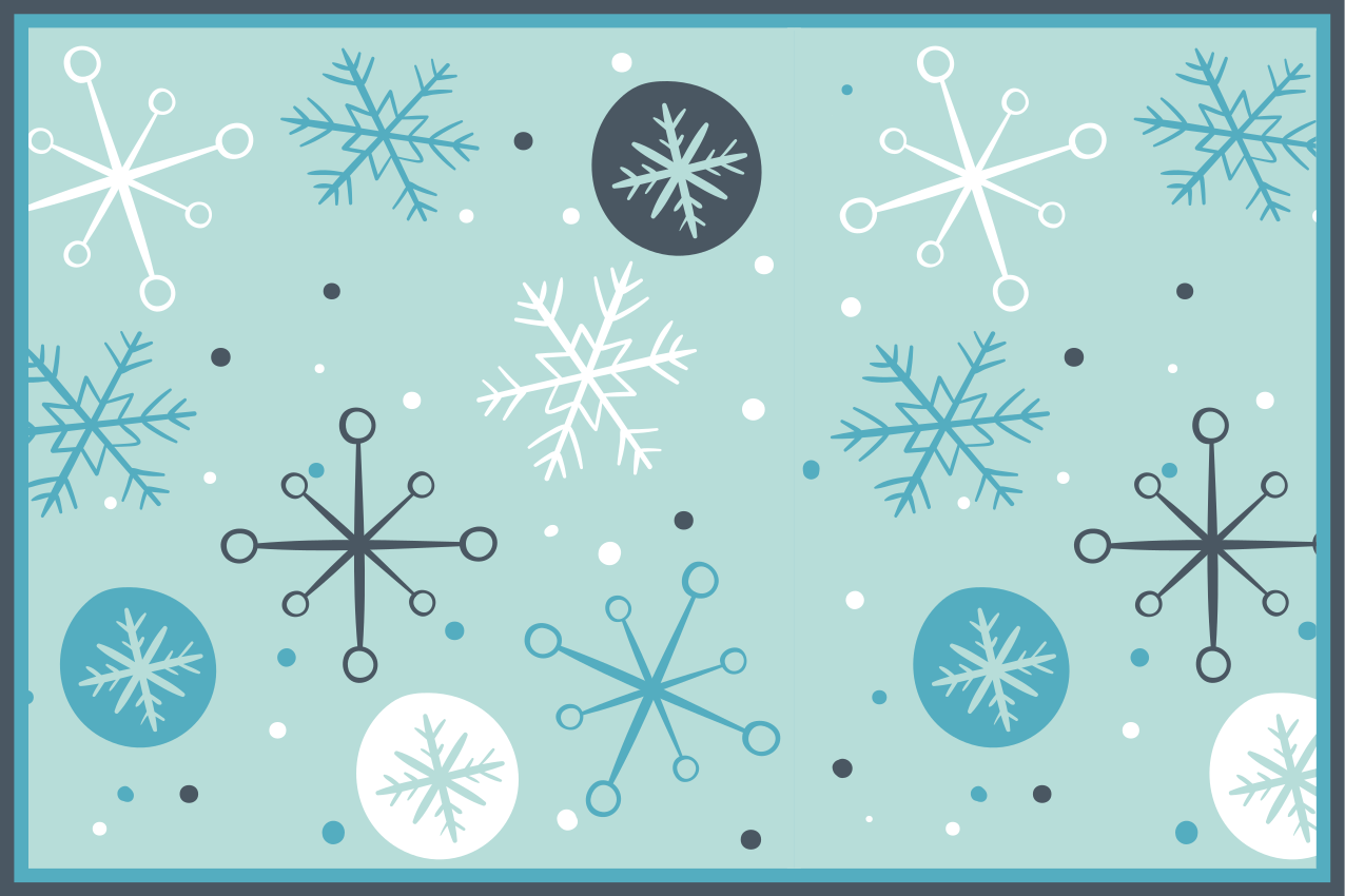 Modré a bílé sněhové vločky vánoční prostírání - TenStickers