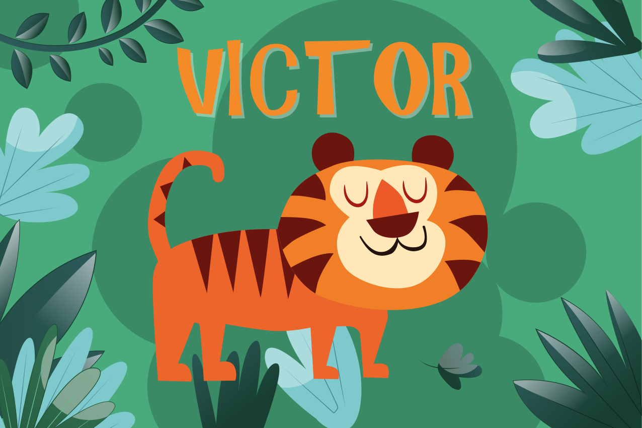 Roztomilý tygr pro chlapce se jménem dětské prostírání - TenStickers