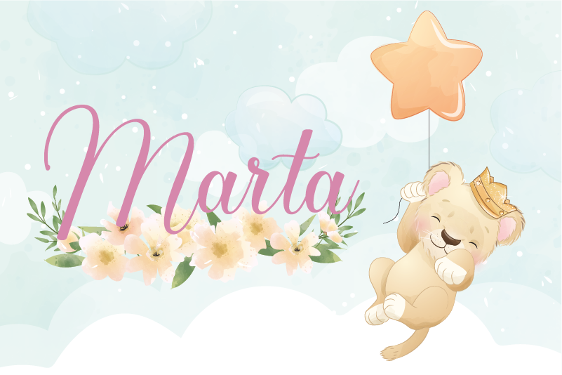 Roztomilý lev pro dívku se jménem dětské prostírání - TenStickers