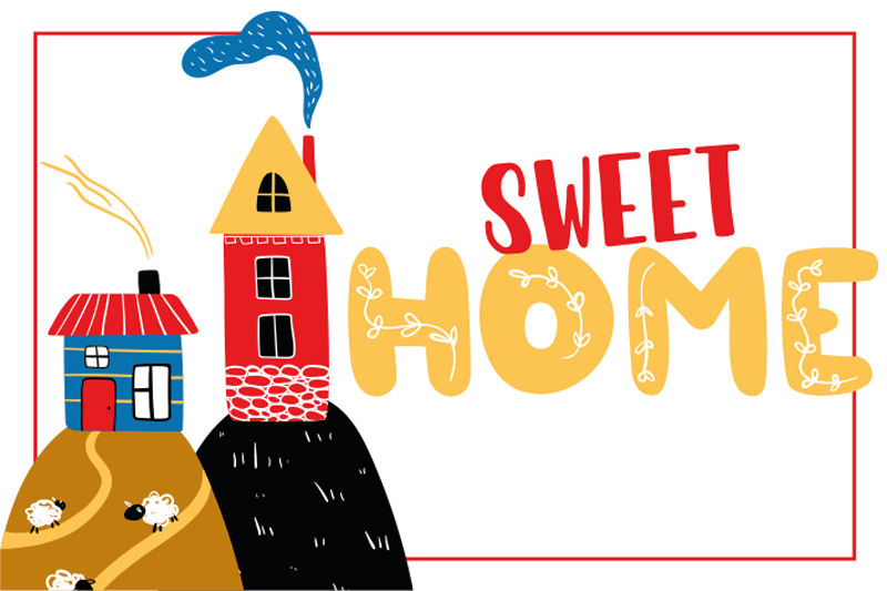 Dětské prostírání barevný dům na scéně - TenStickers