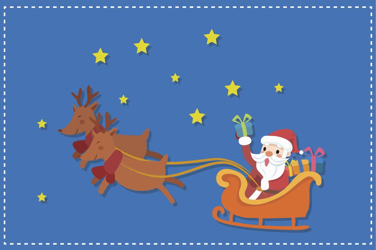Kreslený santa ve svých saních vánoční prostírání - TenStickers