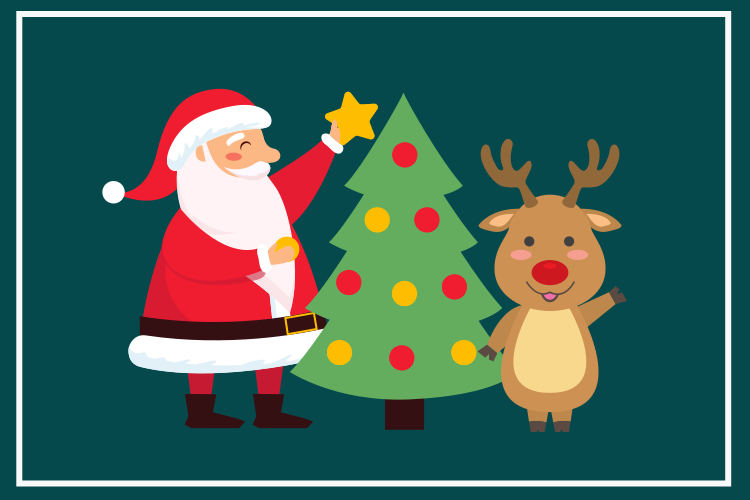 šťastné santa a sobí vánoční prostírání - TenStickers