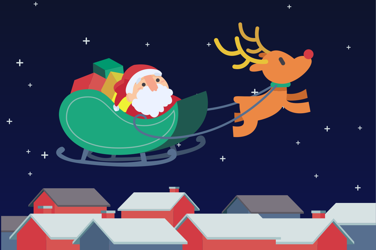 Santa na saních s prostírání sobů - TenStickers