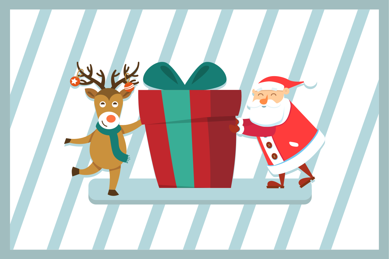 Vánoční prostírání s dárkem od santy a sobů - TenStickers