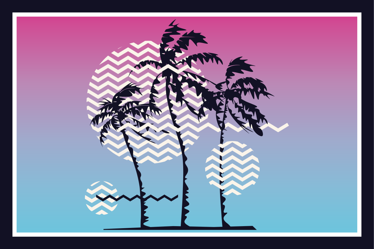 Retro západy slunce palmy originální prostírání - TenStickers