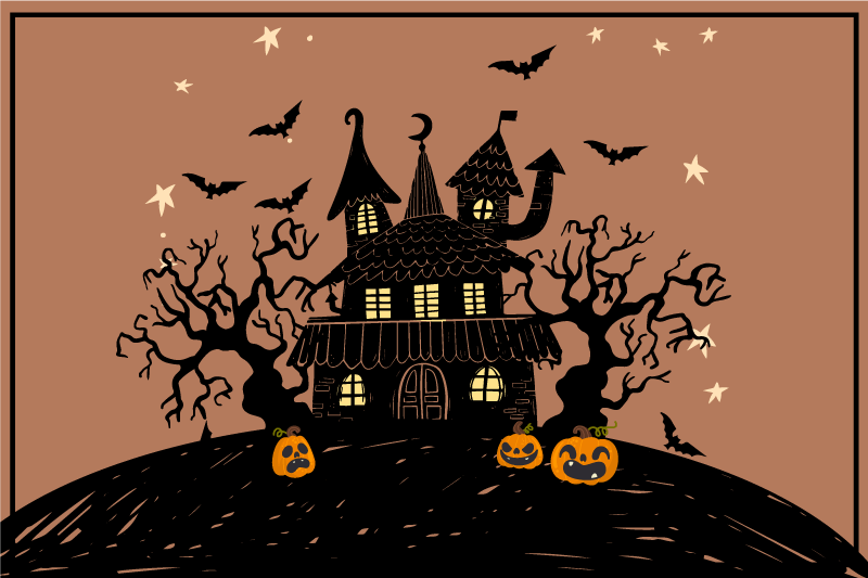 Strašidelný dům s netopýry a děsivými prostíráním - TenStickers