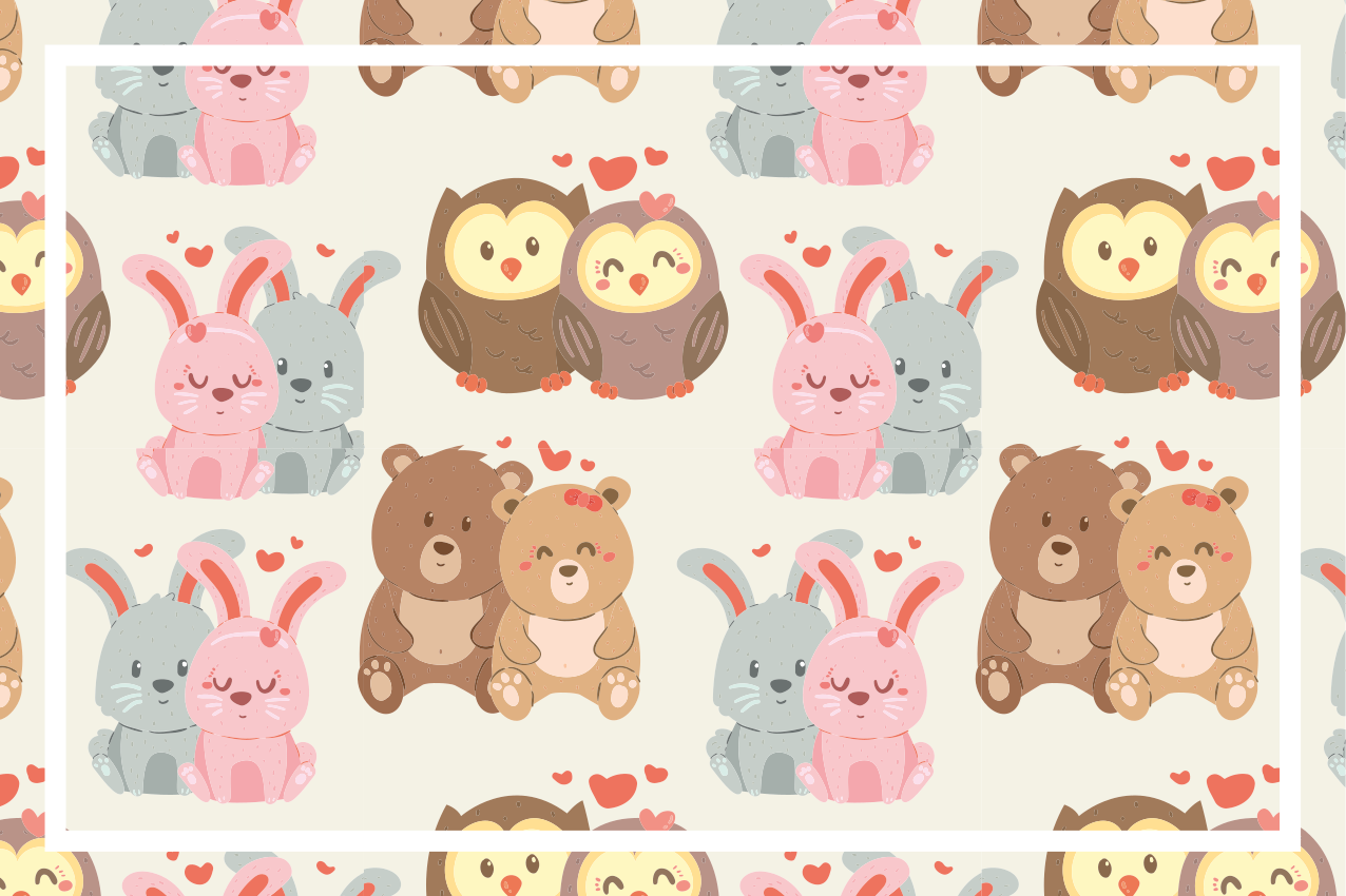 Dětské prostírání roztomilé zvířecí páry - TenStickers
