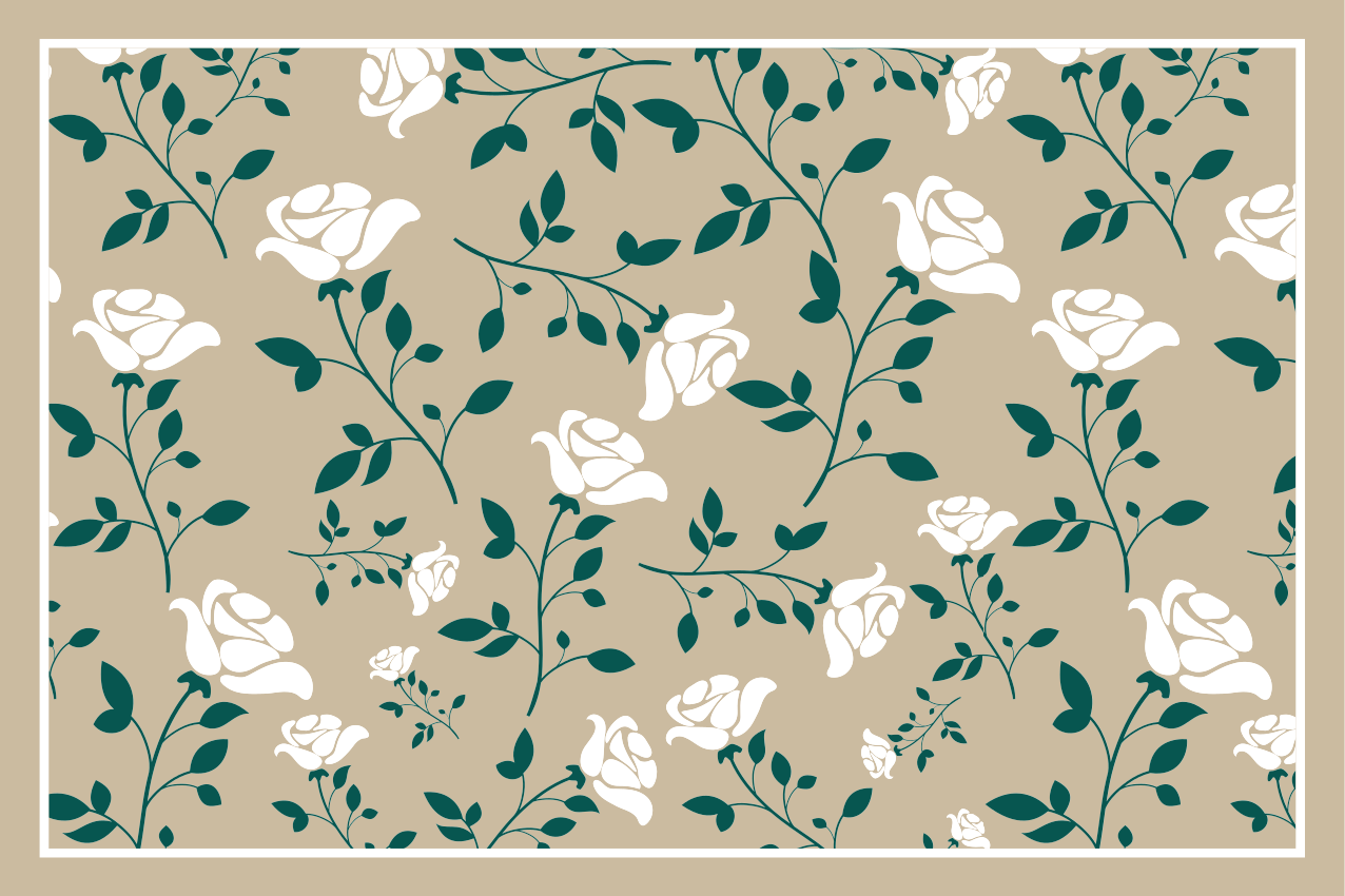 Elegantní prostírání se vzorem bílé vintage růže - TenStickers
