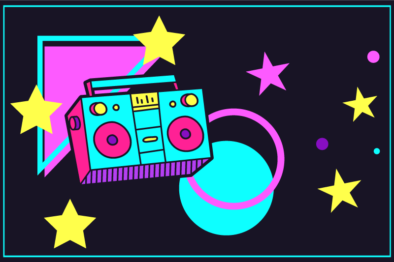 Originální prostírání barevný retro boom box - TenStickers