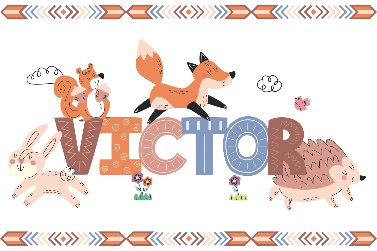 Lesní dětská zvířátka se jménem vinylové prostírání - TenStickers