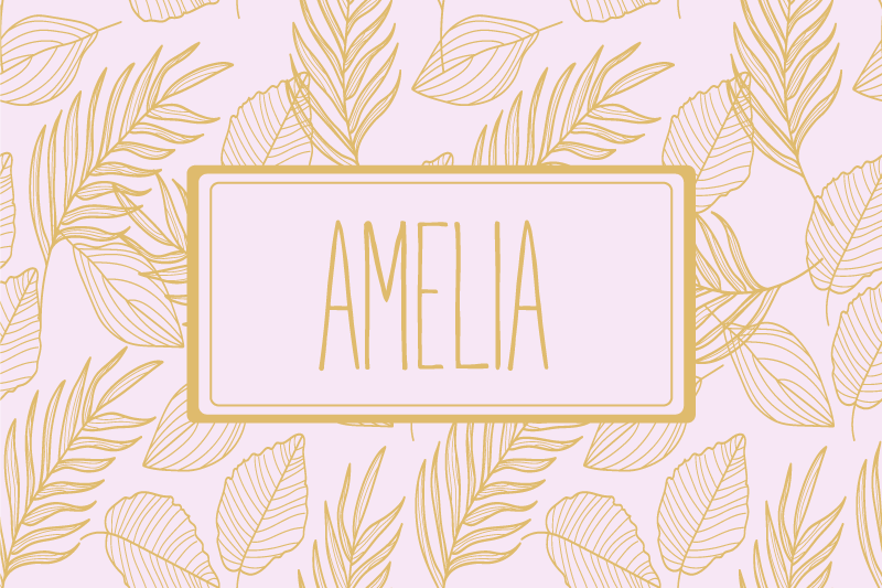 Prostírání se jménem s personalizovaným listovým vzorem - TenStickers