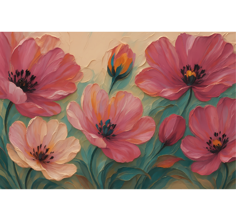 Malované květinové umění Fototapeta do koupelny - TenStickers