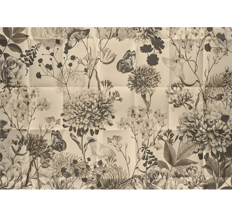 Béžový květinový vzor Fototapeta hlavní ložnice - TenStickers