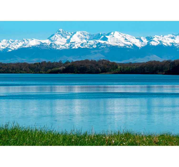 Jezero v nástěnné malbě pyrenejských hor - TenStickers