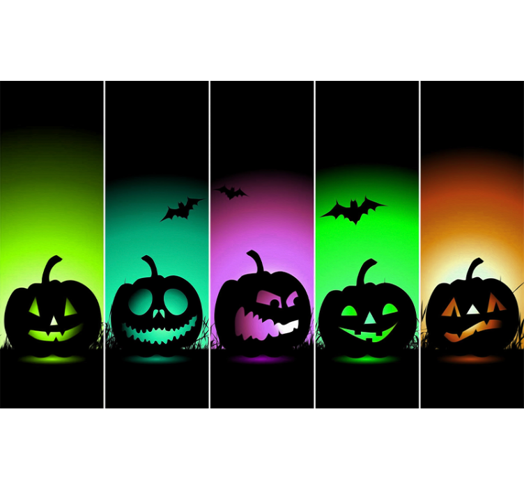 Halloweenské dýňové tváře Fototapeta předvečer všech svatých - TenStickers