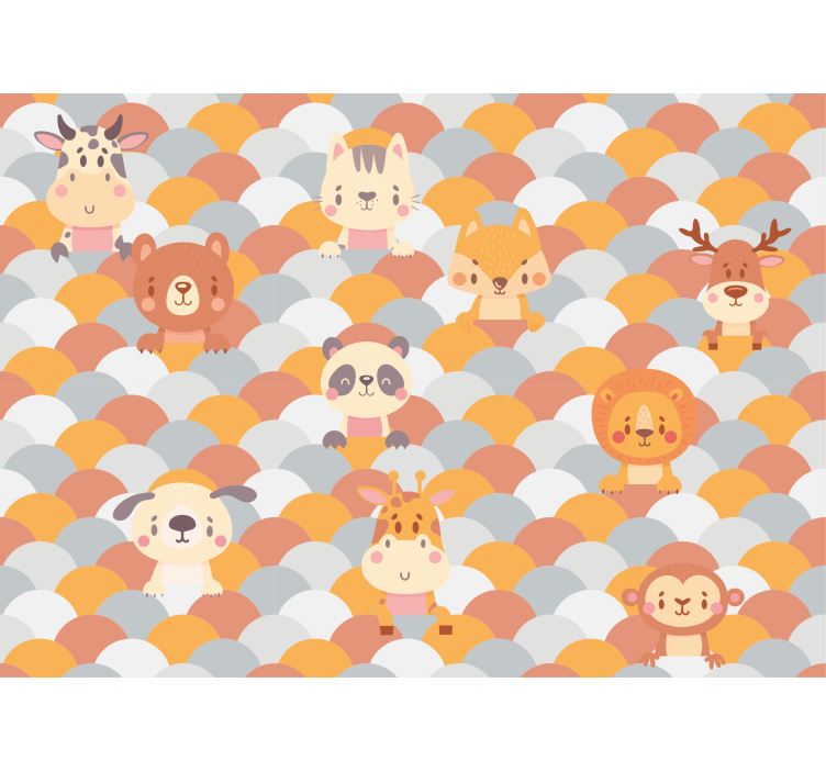 Roztomilé zvířecí obličeje Fototapeta zvířata - TenStickers