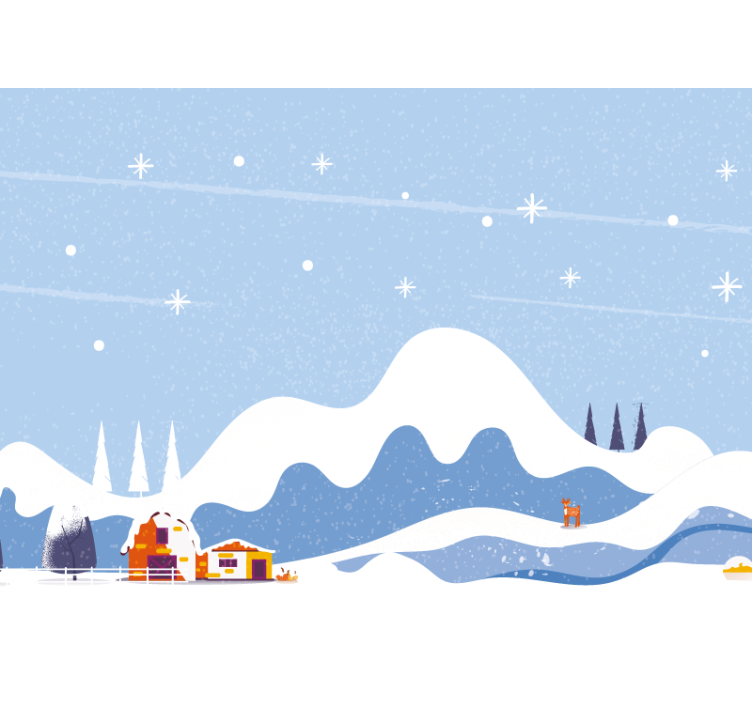 Zasněžené hory se stany dětské fototapeta - TenStickers