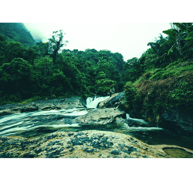 Klidná zelená scéna Vodopád fototapeta - TenStickers