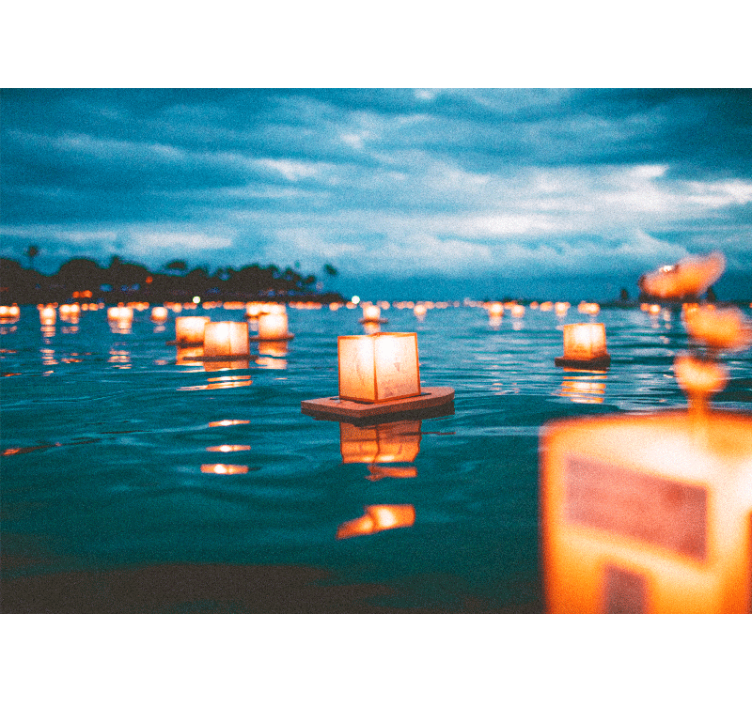 Plovoucí lucerny v noci Příroda fototapeta - TenStickers