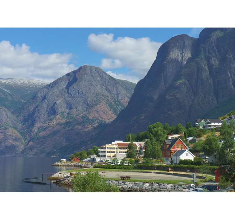 Domy s výhledem na hory Fototapeta - TenStickers