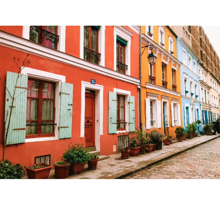 Barevné pařížské fasády Fototapeta pro město a zemi - TenStickers