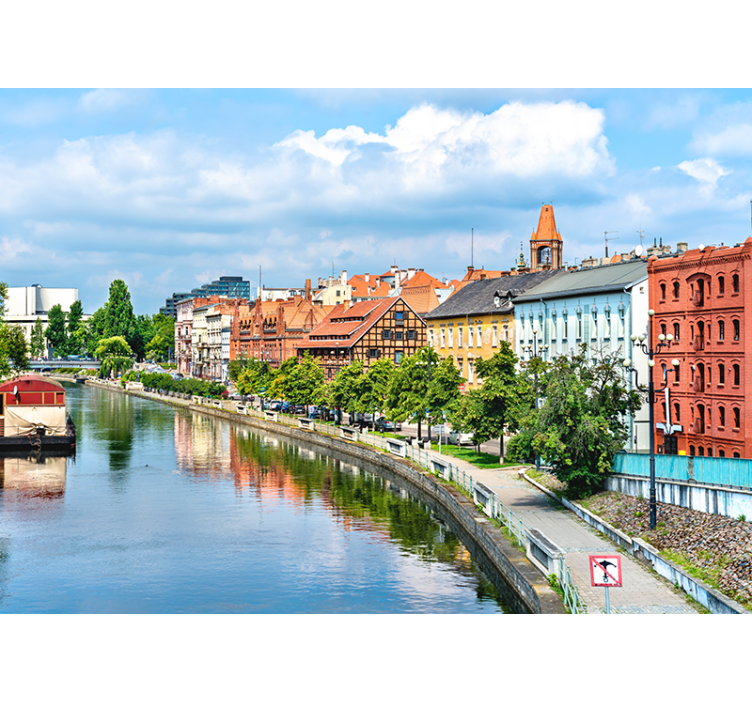 Bydgoszcz řeka silnice fototapeta - TenStickers