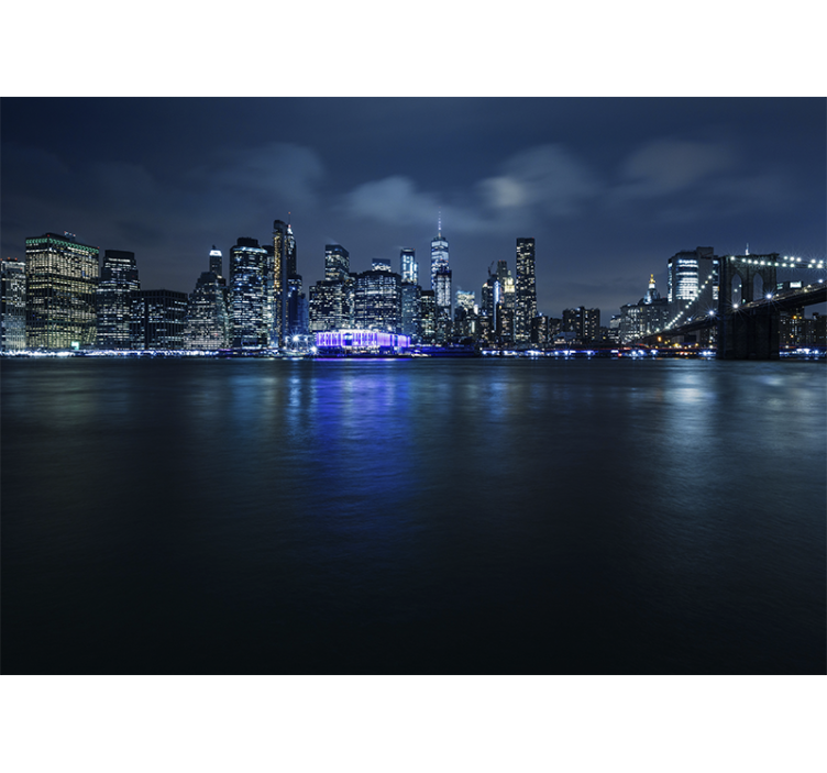 Blue manhattan v noci new york fototapeta - TenStickers
