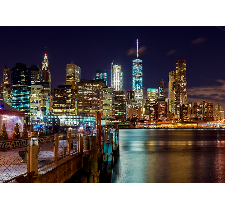 New york fototapeta městský noční panoráma - TenStickers