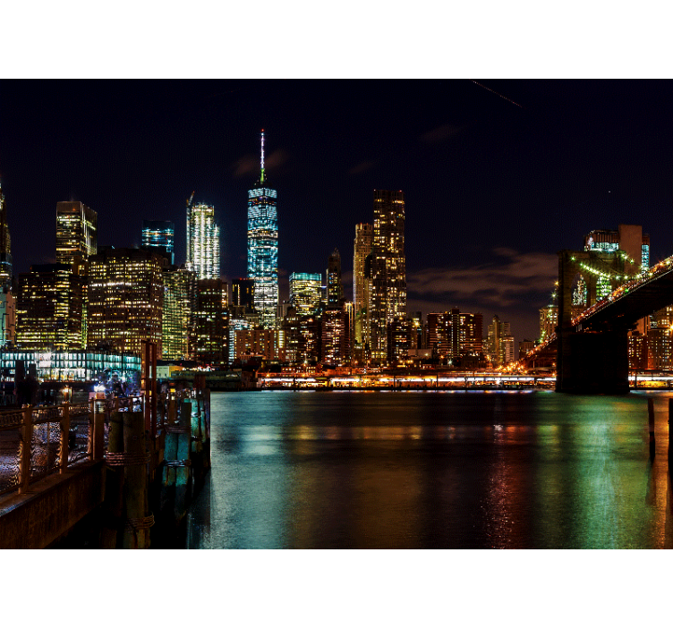 New york fototapeta noční panorama manhattanu - TenStickers