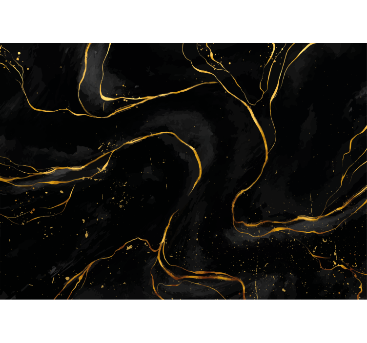 Fototapeta obývacího pokoje z černého a zlatého mramoru - TenStickers