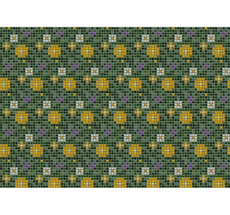 živé dlaždice květinovým vzorem Fototapeta do koupelny - TenStickers