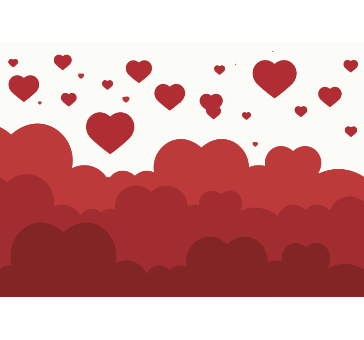 červené srdce mrak vzor děti fototapeta - TenStickers