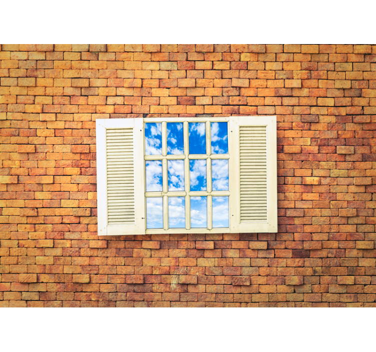 Kamenná fototapeta s výhledem z otevřeného okna - TenStickers