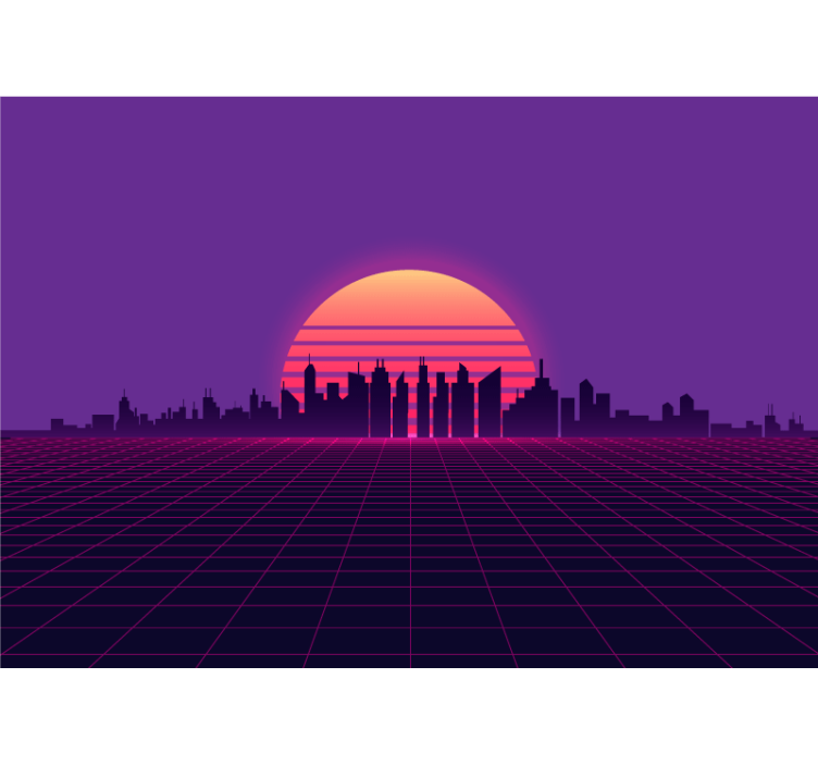 Fototapeta ve stylu vintage západu slunce 80. Let vaporwave - TenStickers