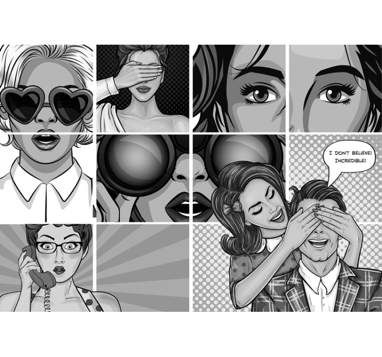 Ručně malovaná pop art vintage fototapeta - TenStickers