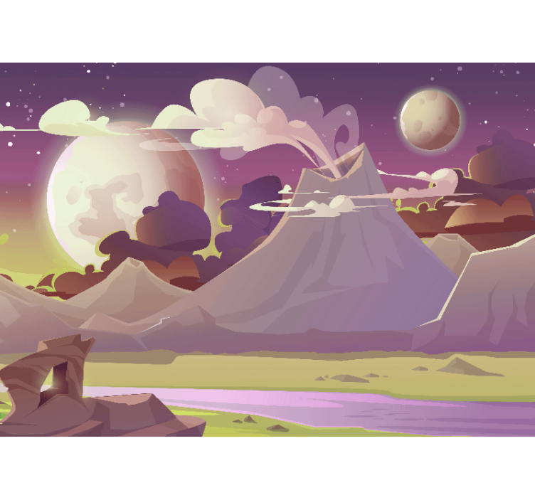 Fancy fototapeta fantazijní horská scenérie - TenStickers