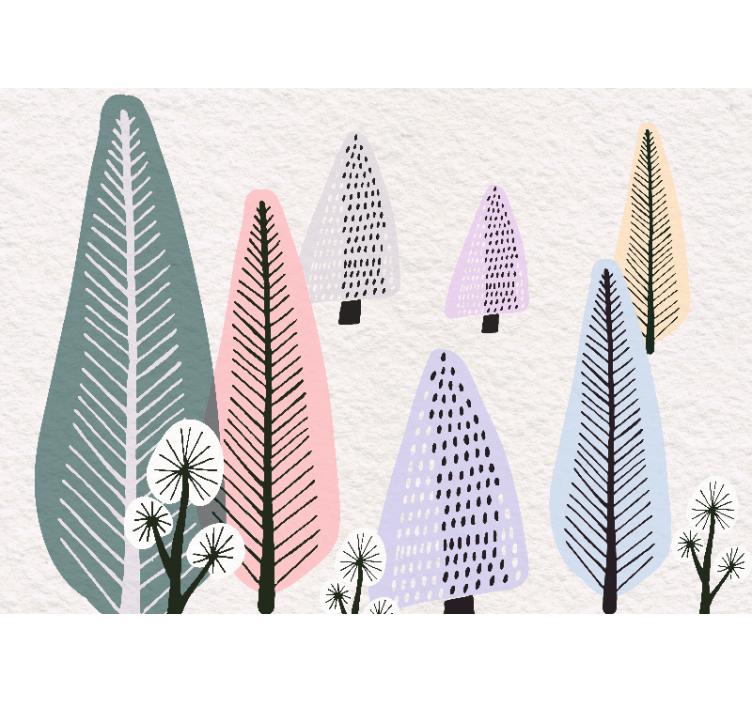 Strom fototapeta s ozdobnými listovými motivy - TenStickers